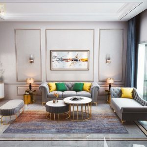 Bộ sofa tân cổ điển bọc nhung SF04